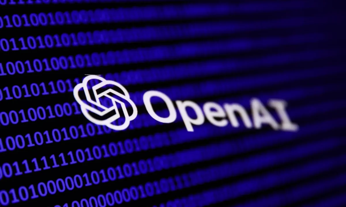 Binary code and OpenAI logo