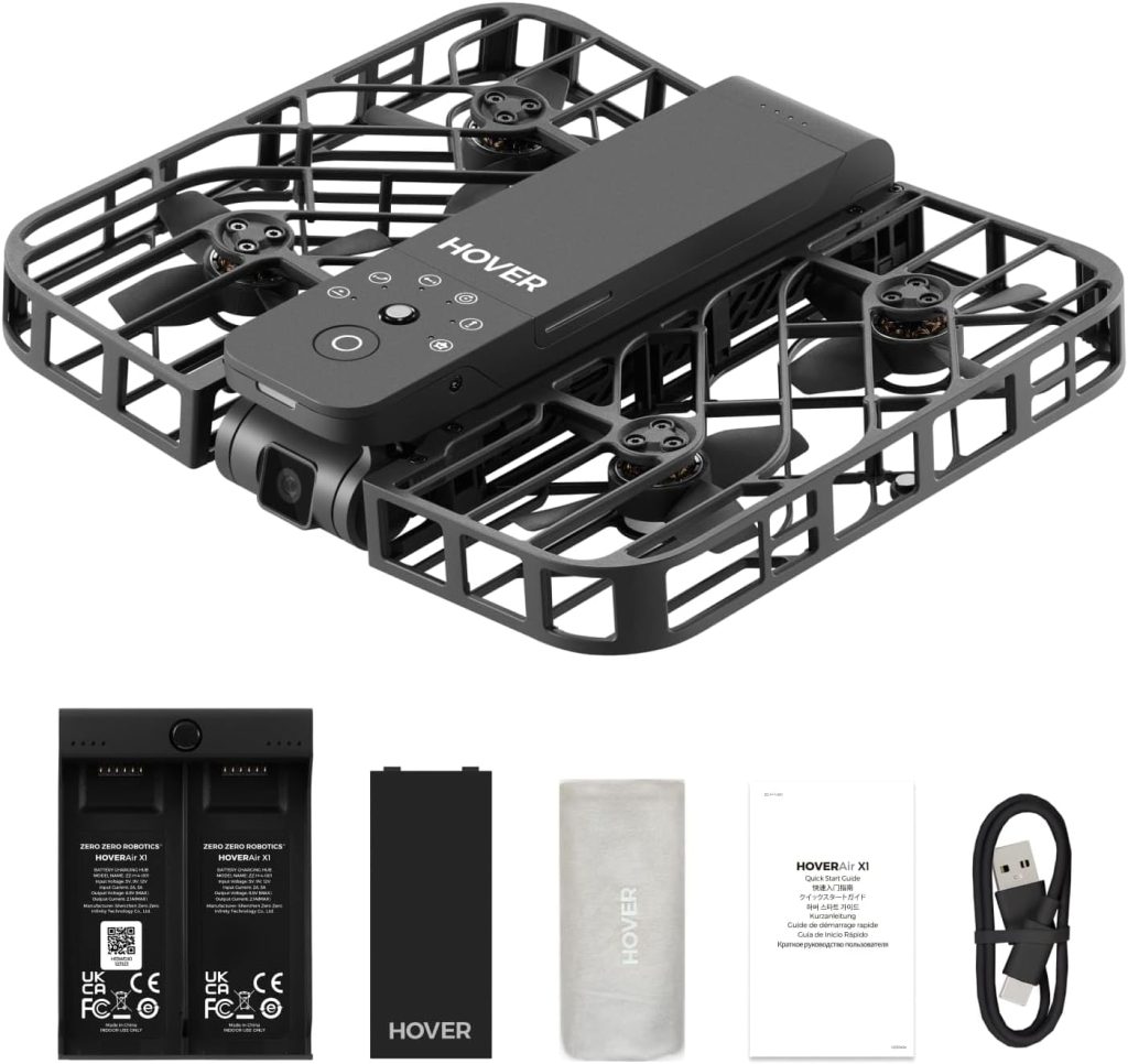 X1 Drone with Camera, Self-Flying Camera Drone with Follow Me Mode, Foldable Mini Drone with HDR Video Capture, Palm Takeoff, Intelligent Flight Paths, Hands-Free Control Black (Combo)