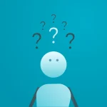 Character with a stack of question marks above his head. Vector illustration for different concepts like doubt, questions and answers, curiosity, confusion etc.