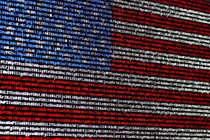 American flag consisting of computer code symbols