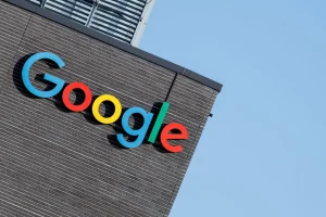 The Google logo and lettering can be seen on the facade of the company's Munich headquarters.