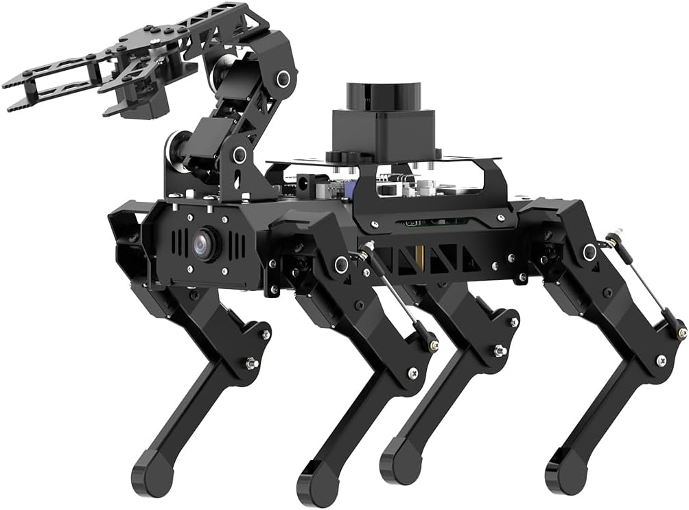 HIWONDER Quadruped Robotic Dog with Robotic Arm ChatGPT AI Vision Voice Control ROS Open Source Robot Dog TOF Lidar SLAM Mapping & Navigation for Adults and Teens, Raspberry Pi 5 8GB