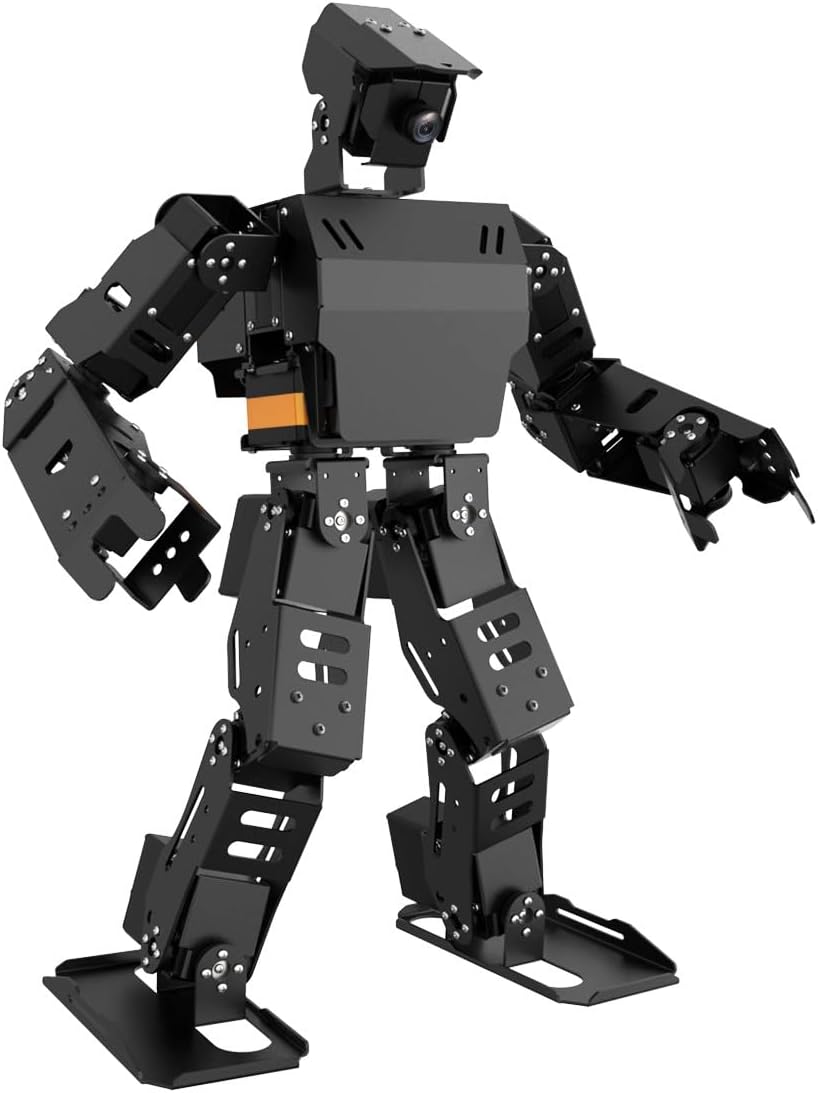 AiNex ROS Smart Robot for Raspberry Pi 5 Programmable 24 DOF Humanoid Robot PC APP Wireless Controller, AI Vision Walking Hurdling Grasping Kicking Boxing Stand Up Automatically, with RPi 5 8GB