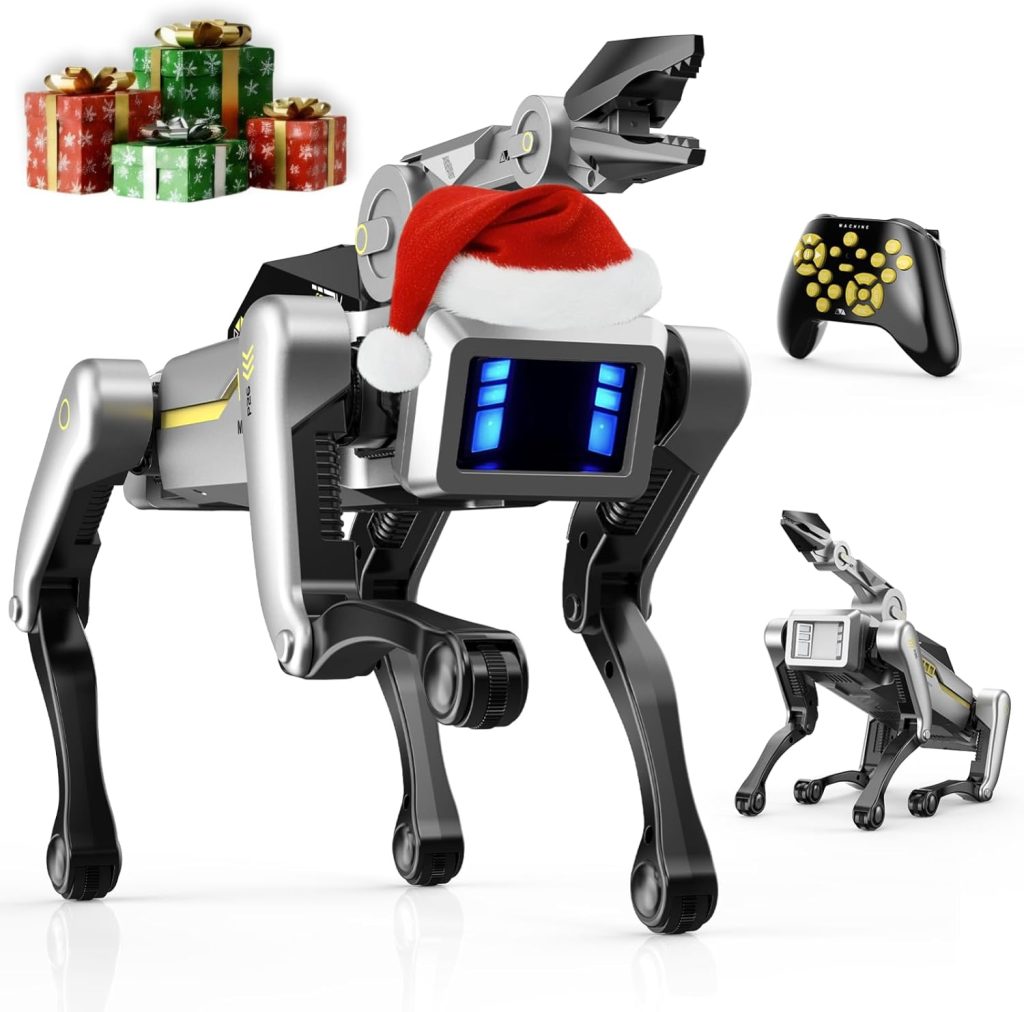 EVADA Smart Robot Dog Robotic Puppy Dog with Clamp Arm, 20+ Interactive Voice Commands Actions Programming AI for gripping STEM Pet, Durable Fast Rechargeable Companion for Kids Adults