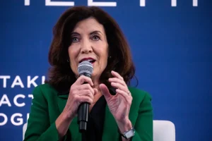 Kathy Hochul, governor of New York, speaks during the Clinton Global Initiative (CGI) annual meeting in New York, US, on Tuesday, Sept. 20, 2022. For the first time since 2016, CGI will convene alongside the United Nations General Assembly. Photographer: Michael Nagle/Bloomberg via Getty Images