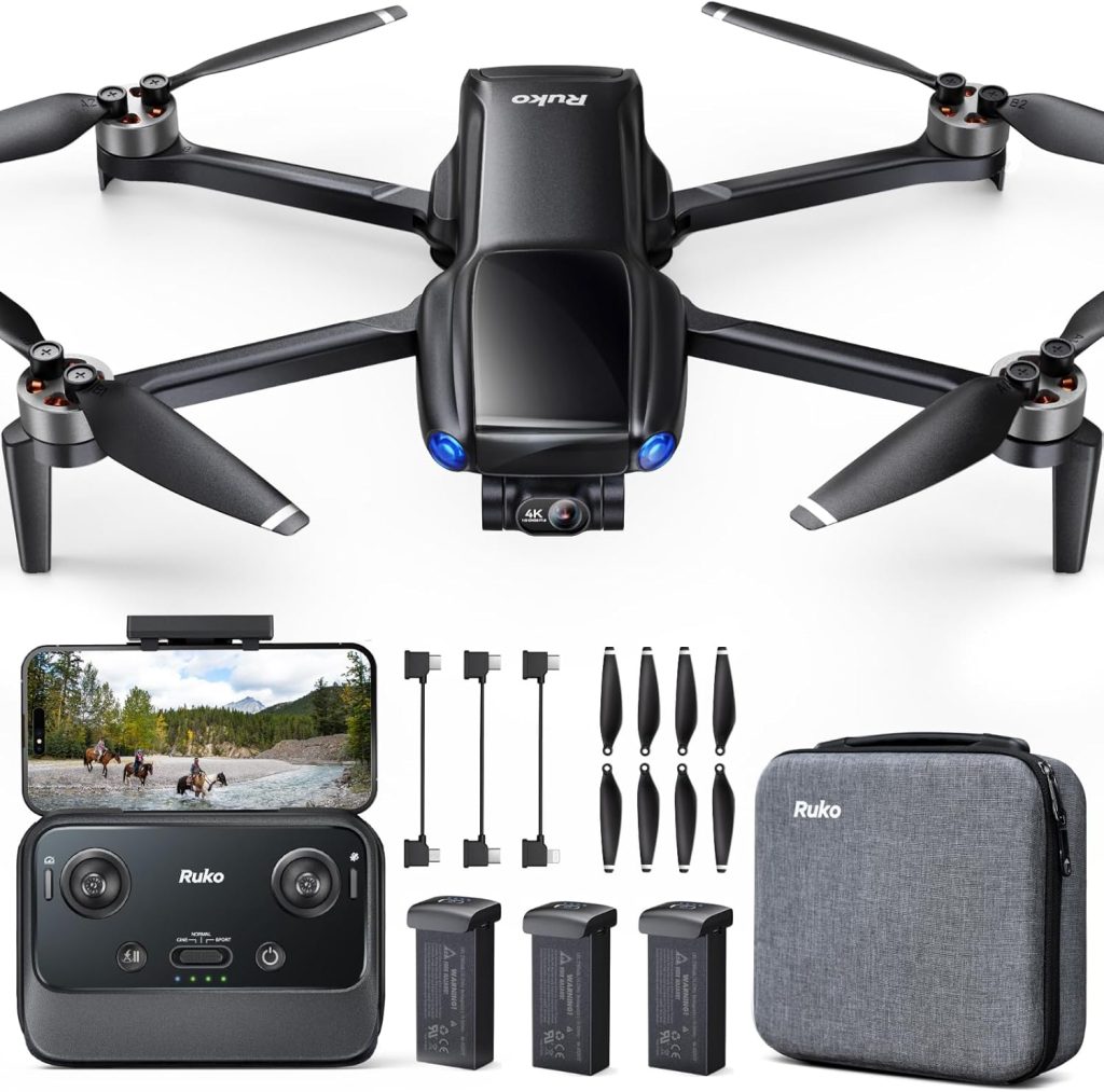 Ruko U11MINI 4K, Drones with Camera for Adults 4K Video 8K Photo, Under 249g, 3-Axis Gimbal EIS, 20000ft FPV Transmission, AI Takeoff/Landing, Auto Return, GPS with Beeper, Beginner (96-Min Flight)