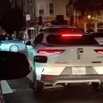 Screenshot of Waymo vehicle stalled in San Francisco