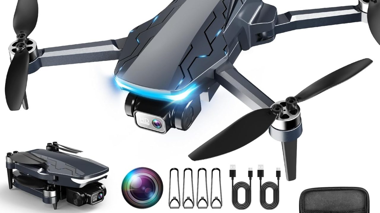GPS Drone with Camera, 2K HD Drones for Adults, Foldable FPV Drone with GPS Auto Return, Follow Me, Circle Fly, Waypoint Fly, 5G Transmission, Gestures Selfie, Brushless Motor, 2 Batteries