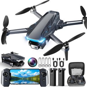 GPS Drone with Camera, 2K HD Drones for Adults, Foldable FPV Drone with GPS Auto Return, Follow Me, Circle Fly, Waypoint Fly, 5G Transmission, Gestures Selfie, Brushless Motor, 2 Batteries