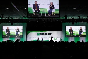 Sean O'Kane and Chris Barman, CEO, Slate Auto, speak onstage during day two of TechCrunch Disrupt 2025 at Moscone Center on October 28, 2025 in San Francisco, California
