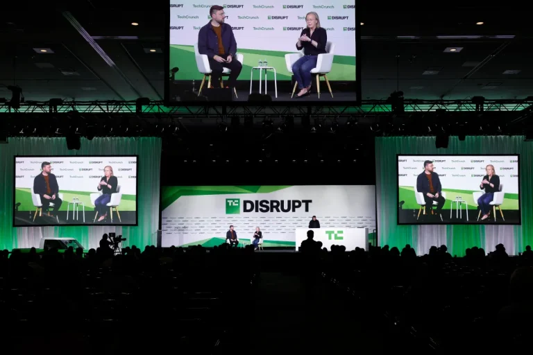 Sean O'Kane and Chris Barman, CEO, Slate Auto, speak onstage during day two of TechCrunch Disrupt 2025 at Moscone Center on October 28, 2025 in San Francisco, California