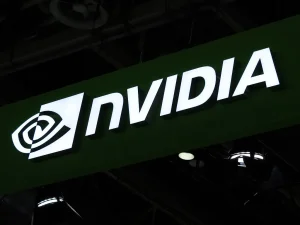 the NVIDIA booth at the 3rd China International Supply Chain Expo in Beijing, China, on July 20, 2025