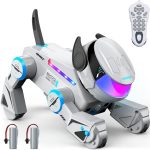 SIMREX Robot Dog Toys for Kids – Smart Interactive Robot Puppy with Bluetooth,Touch Sensor, Dance Tricks, LED Eyes, 2 Rechargeable Batterys, Gift for Kids Boys and Girls(Gray)