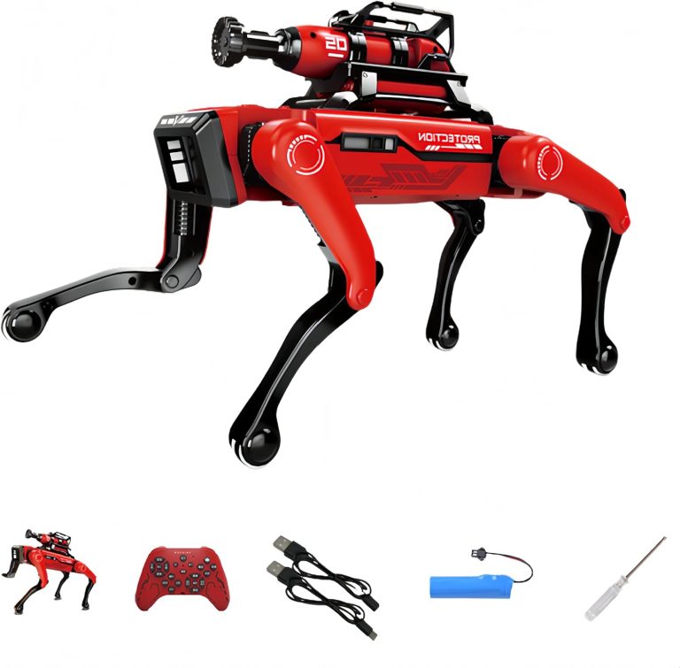 8021 Robot Dog,AI Mechanical Dog with Voice Interaction, Remote Control, Spray Function, Programmable Robot with Mechanical Arm for Fire Fighting, Music Dance STEM Toy for Kids