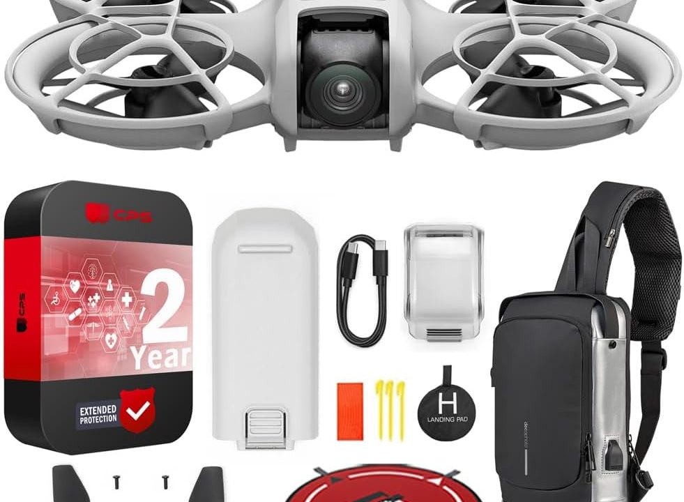 DJI Neo Drone 4K UHD Mini Quadcopter for Adults, 135g Self Flying Drone that Follows You, Palm Takeoff, AI Subject Tracking, QuickShots, (Controller-Free) Bundle with Deco Gear Accessories