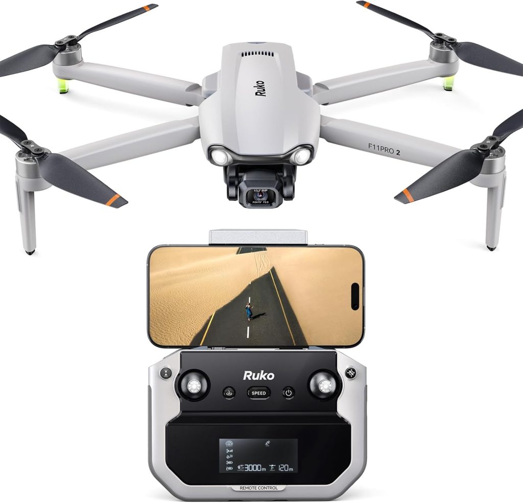 Ruko F11PRO 2 Drone with Camera for Adults, 6K Camera Drone, 3-Axis Gimbal, 2 Batteries for 70-Min Flight Time, Long-Range Transmission, Auto Return & Beginner Mode