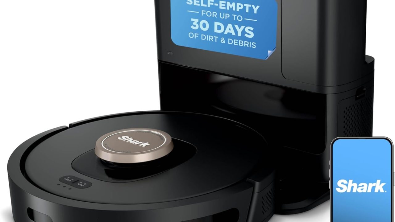 Shark AV2501AE AI Robot Vacuum with XL HEPA Self-Empty Base, Bagless, 60-Day Capacity, LIDAR Navigation, Perfect for Pet Hair, Compatible with Alexa, Wi-Fi Connected, Carpet & Hard Floor, Black