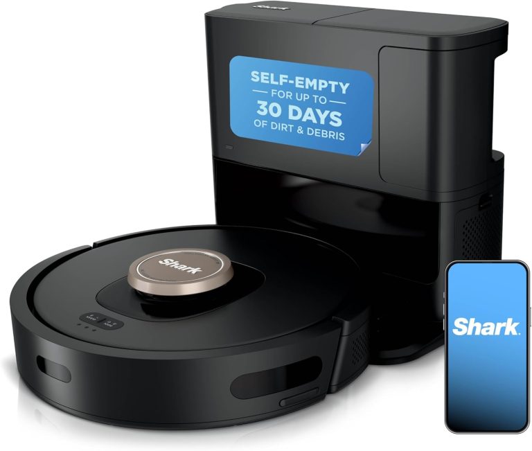 Shark AV2501AE AI Robot Vacuum with XL HEPA Self-Empty Base, Bagless, 60-Day Capacity, LIDAR Navigation, Perfect for Pet Hair, Compatible with Alexa, Wi-Fi Connected, Carpet & Hard Floor, Black