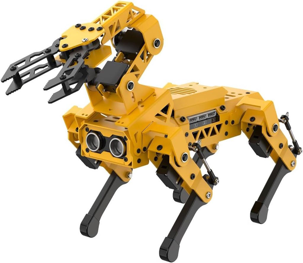 AI Vision & Voice Interaction Smart Robot Dog for Arduino Scratch Python with Robotic Arm Self-Balancing Target Recognize/Tracking Bionic Quadruped Programming STEM Education Robot Kit, MechDog Pro