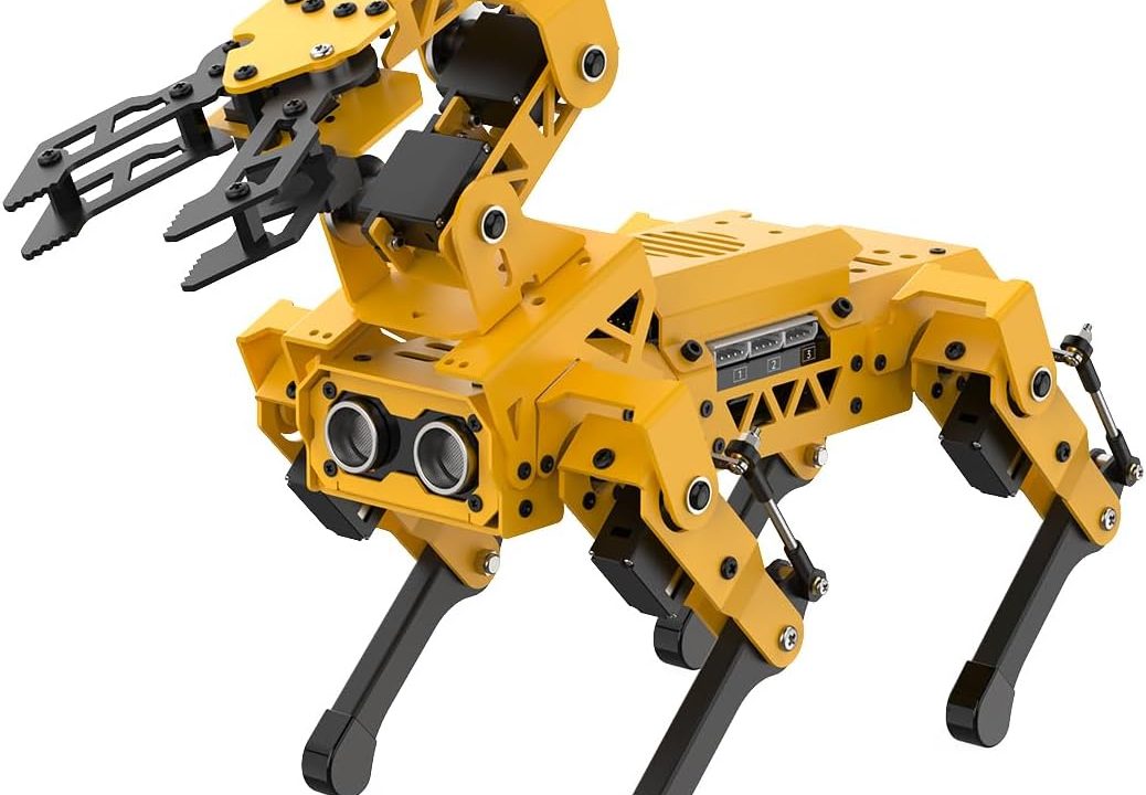 AI Vision & Voice Interaction Smart Robot Dog for Arduino Scratch Python with Robotic Arm Self-Balancing Target Recognize/Tracking Bionic Quadruped Programming STEM Education Robot Kit, MechDog Pro