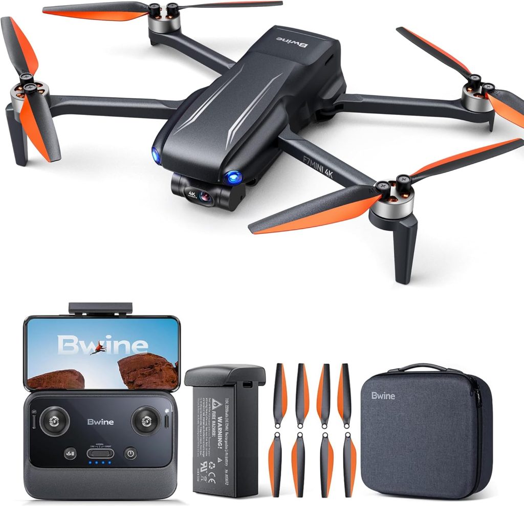 Bwine F7MINI 4K Video 8K Photo Drones with Camera for Adults, 3-Axis Gimbal EIS, 249g FAA-exempt, Over 6KM Transmission, AI GPS Smart Return, Follow, Waypoint, Orbit Fly, Better for Beginner 32Mins