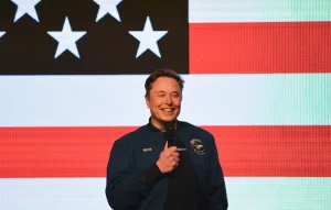 Elon Musk speaks during a town hall in Green Bay, Wisconsin on March 30, 2025.