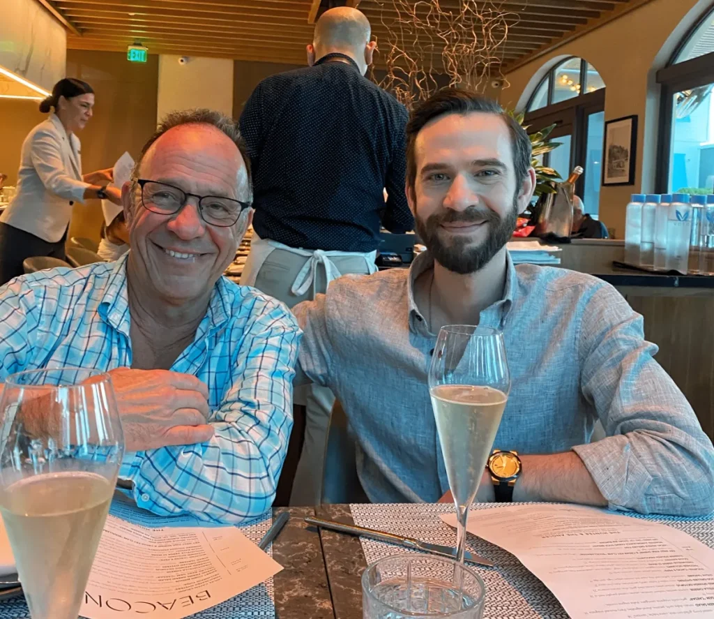 Joel and Jonathan Gavalas dining out