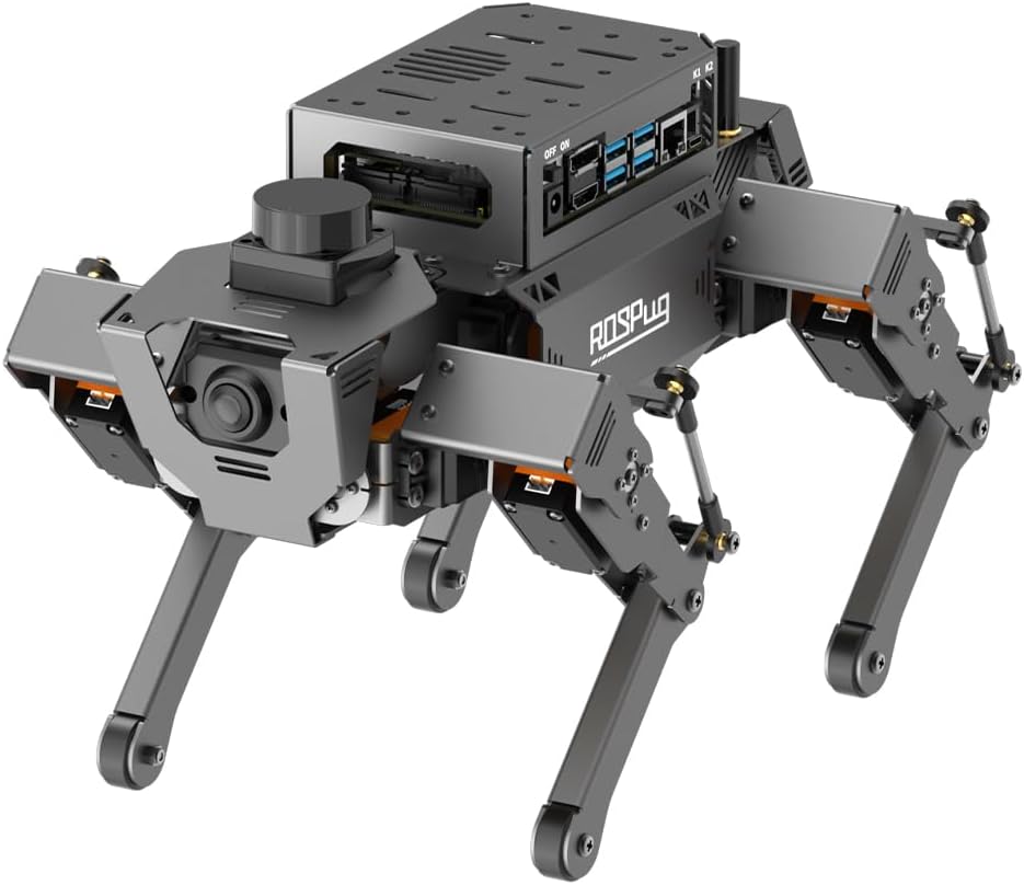 HIWONDER ROSPug Quadruped Bionic Robot Dog with AI Vision Powered by Jetson Nano ROS Open Source Python Programming SLAM Mapping and Navigation for Adults