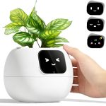 Smart Flower Pot, Smart Pet Planter Robot Guidance on Plant Care with Emoticons, Adorable Plant Companion with Alarm Clock, Living Room Desk Setup Gift
