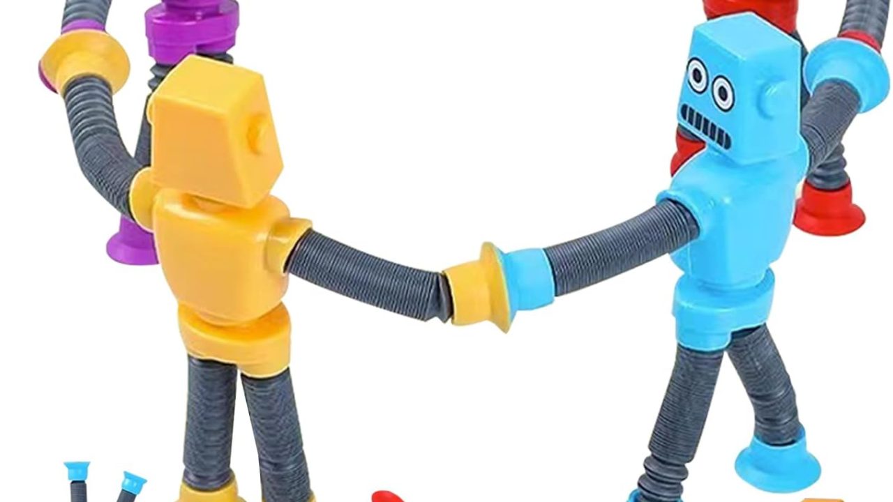 Limpskys 4Pcs Suction Cup Robot Toy,Robot Toys for Kids 3-5 5-7,Autism Sensory Products,Sensory Toys for Kids with Autism