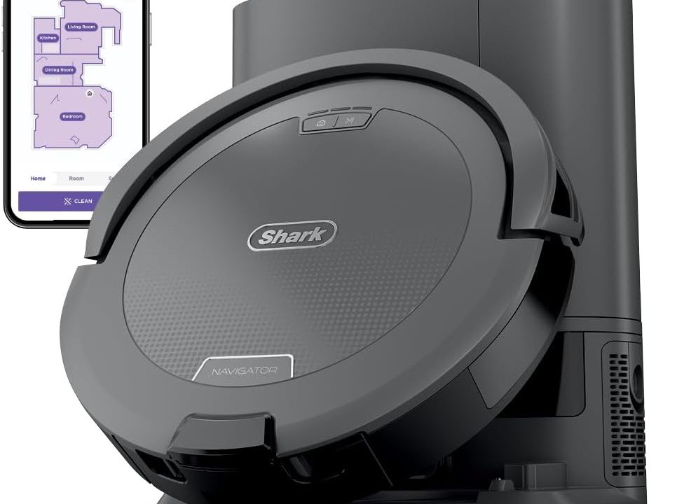 Shark Navigator Robot Vacuum and Self-Empty Base with Bagless 60-Day Capacity Self-Empty Base, SmartPath Navigation, Powerful Pet Hair Pickup, Anti-Hair Wrap, For Carpets & Hard Floors, Grey, RV2120AE