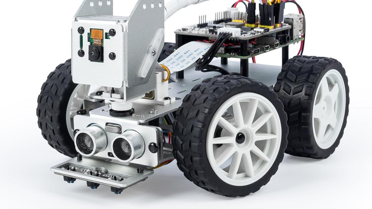 SunFounder Picar-X AI Video Robot Car Kit for Raspberry Pi 5/4/3B+/Zero 2w, LLMs ChatGPT-4o/Gemini/Grok, Voice&Video Recognition, Python, Scratch, Camera, Batterry (RPI NOT Included)