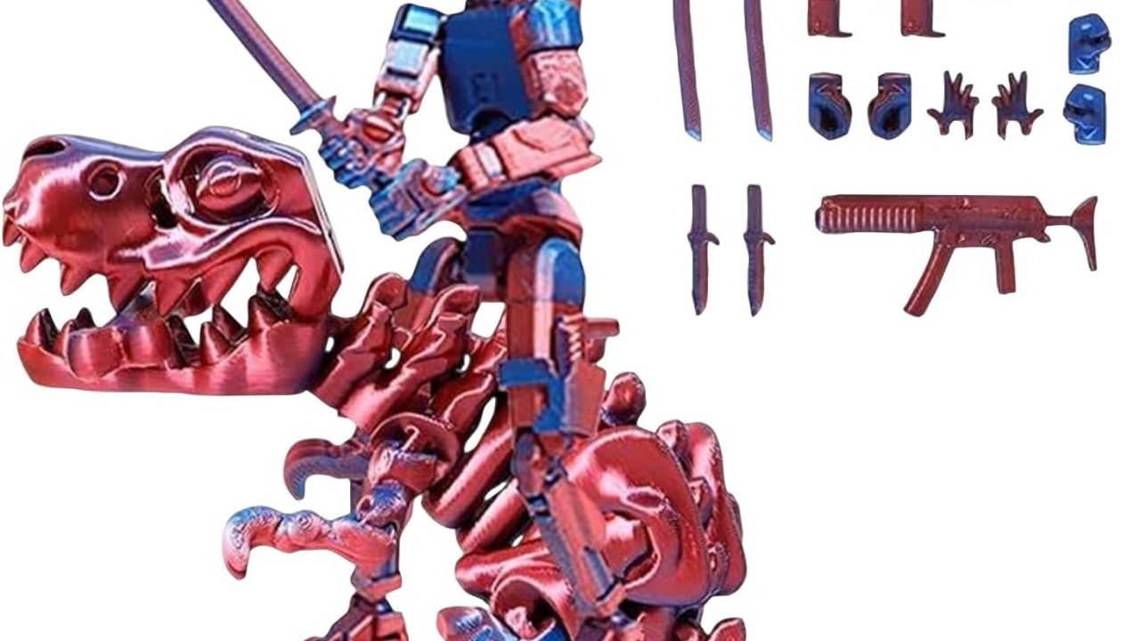 T13 Robot Humanoid Activity Model 2pcs, Cool 3D Printed Octopus Tentacle Humanoid Activity Fixed Stand Model with Movable Joints, Perfect for Birthday Party Gifts (Style 4)