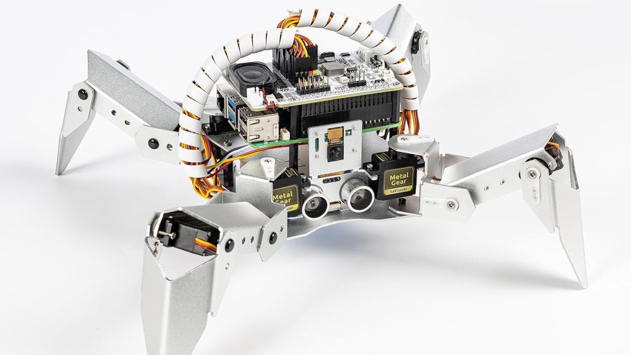 SunFounder PiCrawler AI Robot Kit for Raspberry Pi 5/4/3B+/3B/Zero 2W, ChatGPT-4o Enabled with Voice Command & Video Recognition, App Control, FPV, Camera, Python&Scratch (RPi NOT Included)