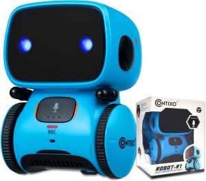 Contixo R1 Kids Robot Toy, Blue Interactive Smart Robots with Voice Control Talking Dancing Learning Touch Sensor Compact Educational Portable Toy for Boys Girls Toddlers 3-8 Years Old Birthday Gifts