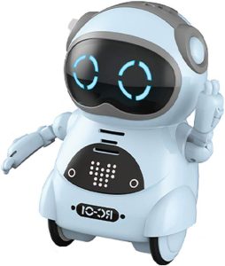 GoolRC Mini Pocket Robot, with Interactive Dialogue Conversation, Voice Recognition, Singing and Dancing, Electric Small Robot Gift (Blue)