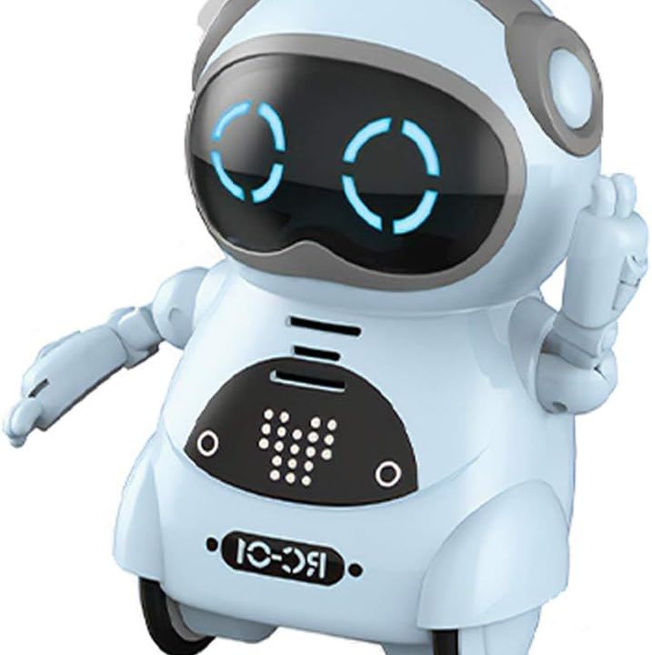 GoolRC Mini Pocket Robot, with Interactive Dialogue Conversation, Voice Recognition, Singing and Dancing, Electric Small Robot Gift (Blue)