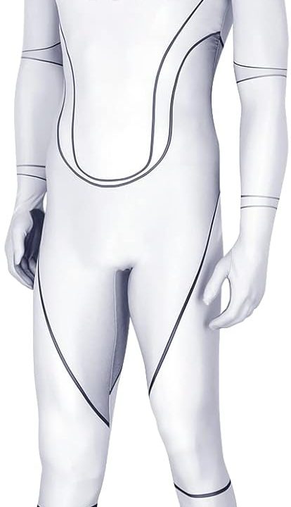 Adult Tesla Bot Costume, Halloween Humanoid Robot Costume with Face Covering, Full Bodysuit Costume, Jumpsuit Halloween Costume (Suitable for Height 170-175cm)