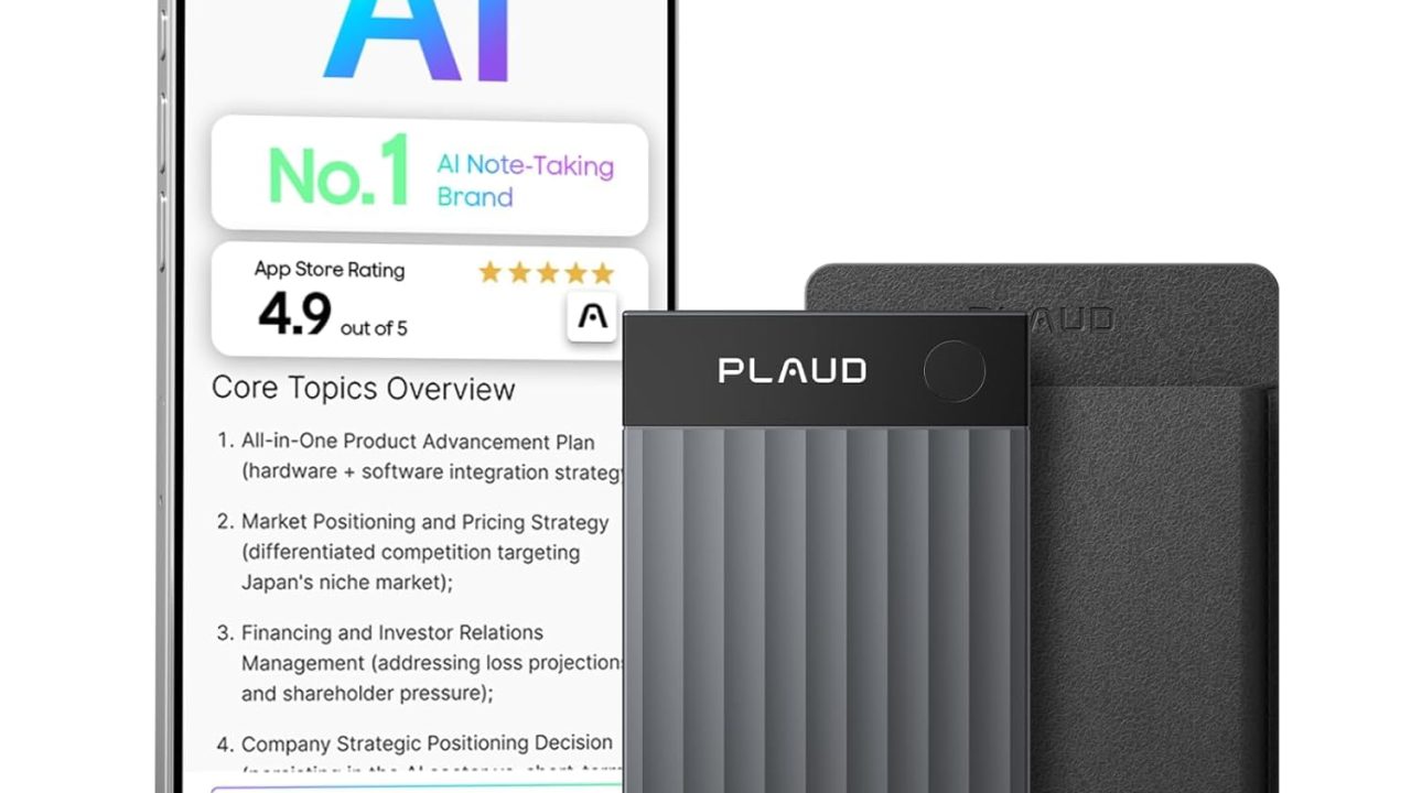 Plaud Note Pro AI Voice Recorder, Transcribe & Summarize with AI, App Control, Note Taker for Meetings & Calls, Supports 112 Languages, Ultra-Slim w/InstantView Display, Case Included, Black