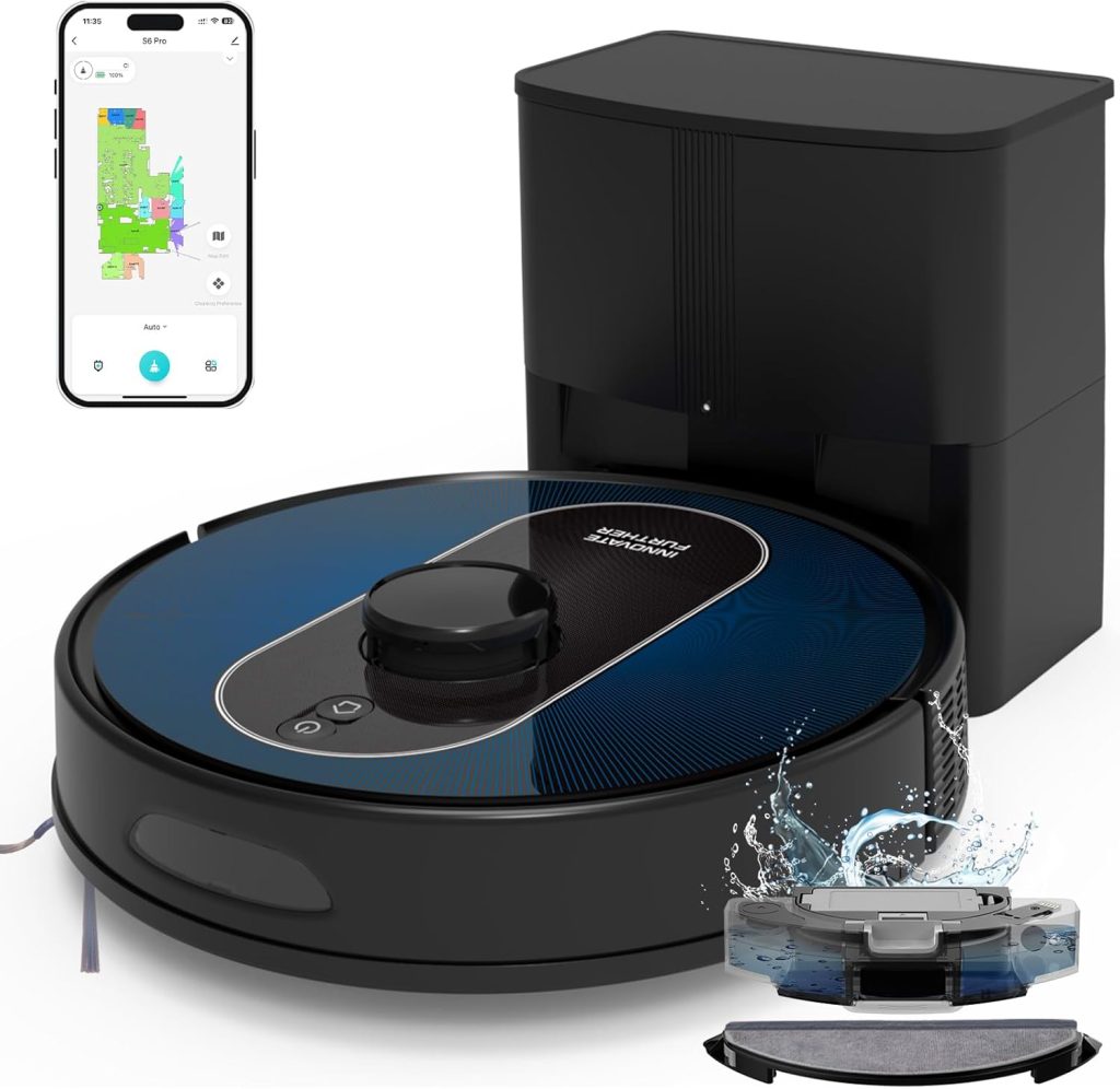 Robot Vacuum and Mop Self-Emptying: 5000Pa Robotic Vacuum 3-in-1 LiDAR Navigation, Real-Time Mapping/No-Go Zones for 60 Days Hands-Free Cleaning, Alexa/APP Robot Vacuum Cleaner