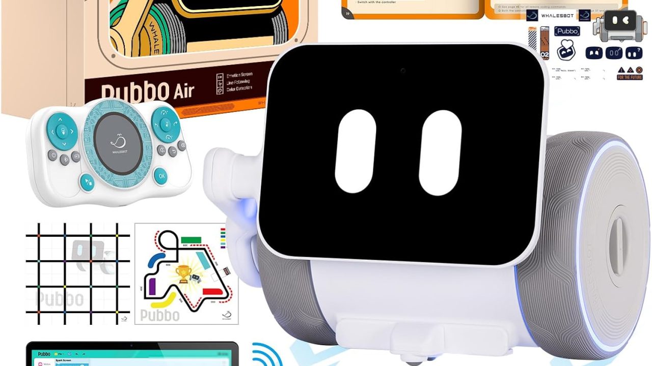 WhalesBot Pubbo Air Smart Interactive Robot for Kids, Voice/Touch/APP/Remote Control, Modular/Scratch Coding, Companion Robotic with Sensors, STEM Educational Toy for Boys Girls 4 5 6 7 8 9 10