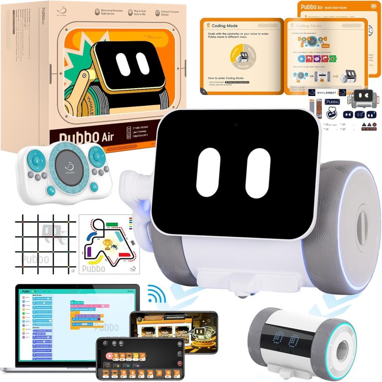 WhalesBot Pubbo Air Smart Interactive Robot for Kids, Voice/Touch/APP/Remote Control, Modular/Scratch Coding, Companion Robotic with Sensors, STEM Educational Toy for Boys Girls 4 5 6 7 8 9 10