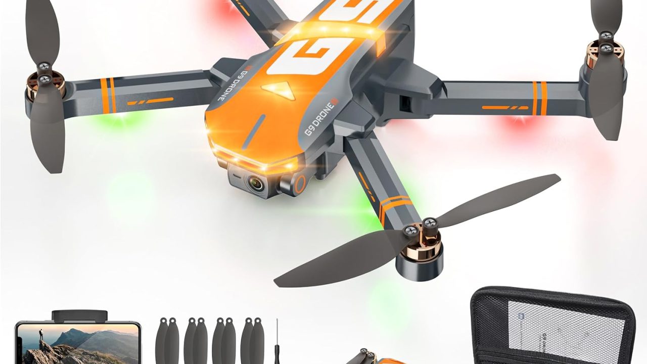 GPS Drones with 4K Camera for Adults with Brushless Motor and Follow Me Mode,Long Flight Time and Distance,5G FPV Transmission and Auto Return,G9 Foldable RC Quadcopter for Beginner,Under249g (Dark gray)