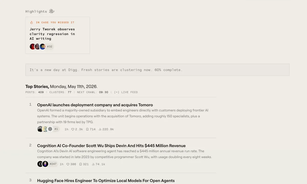 Digg tries again, this time as an AI news aggregator