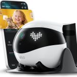 Enabot EBO Air 2 FamilyBot Indoor Security Camera Robot: 2K Pet Camera, Movable Home Robot, Custom Facial Expression, Auto-Recharge, Battery-Operated, 2-Way Talk, Night Vision(Dove White)