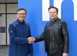 Intel CEO Lip-Bu Tan and SpaceX CEO Elon Musk.