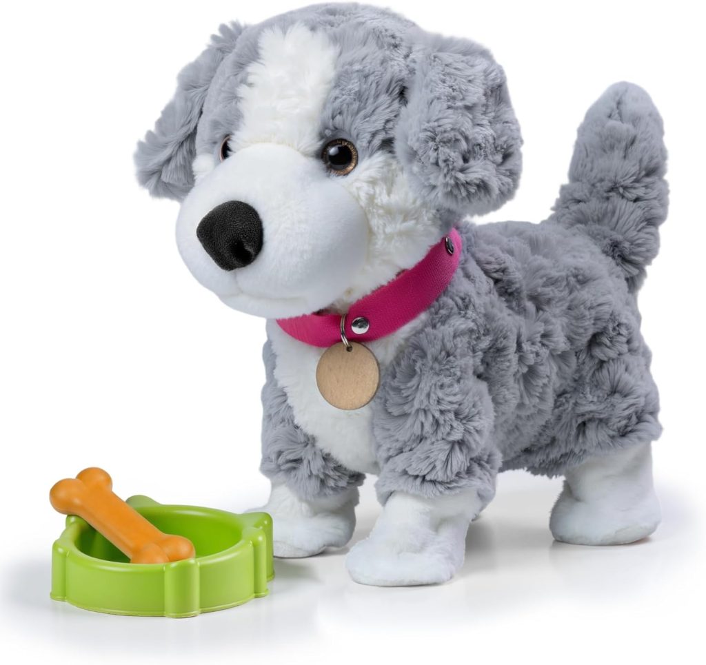Electronic Interactive Plush Dog, Realistic Robot Puppy Toy, Singing, Walking, Talking, Barking, Tail-Wagging, Voice-Activated Control Stuffed Animal Pet Toys Gift for Baby
