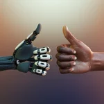 Thumbs up signal between human and robot