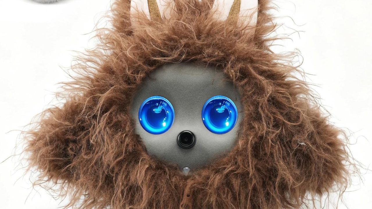 AI Smart Robotic Pet, Cute Emotional Companion Robot with Multimodal Interaction, Replaceable Fluffy Cover, Voice Conversation, Touch Sensing, LCD Screen, Suitable for Home & Office