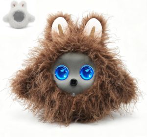AI Smart Robotic Pet, Cute Emotional Companion Robot with Multimodal Interaction, Replaceable Fluffy Cover, Voice Conversation, Touch Sensing, LCD Screen, Suitable for Home & Office